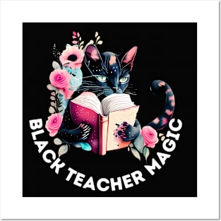 Black teacher magic- Black Cat Posters and Art